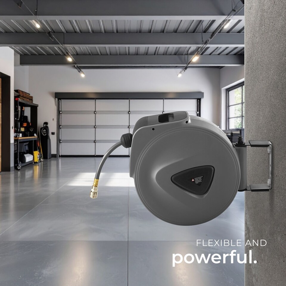 image 1 of Compressed Air Hose with Reel - quarter inch quick coupling | Grey | grey | 20 m | 1