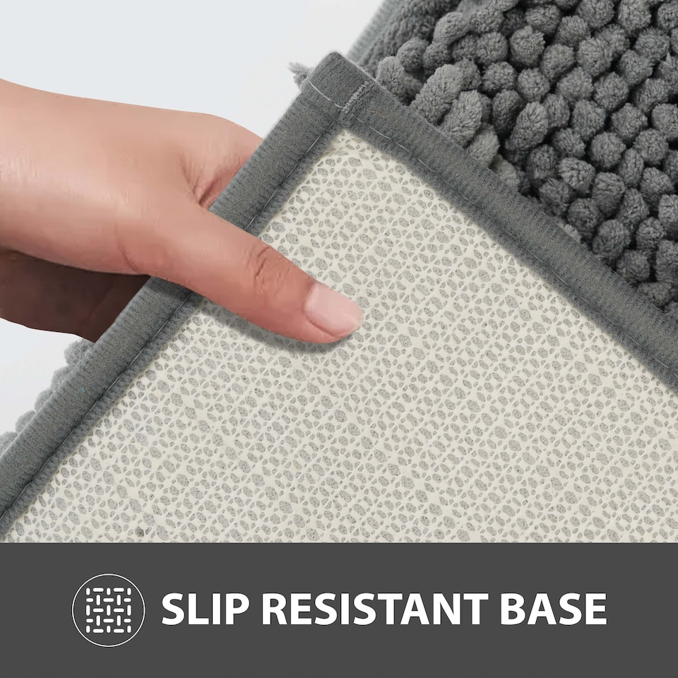 image 1 of Non Slip Bath Mat Water Absorbent Shower Mats Machine Washable Bathroom Rug, Charcoal