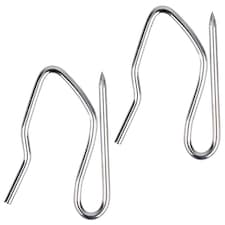 Silver Drapery Pin Hooks, Metal Curtain Hooks - 50pcs