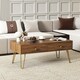 image 7 of HOMCOM Coffee Table with Drawers, Living Room Table with Steel Base Brown