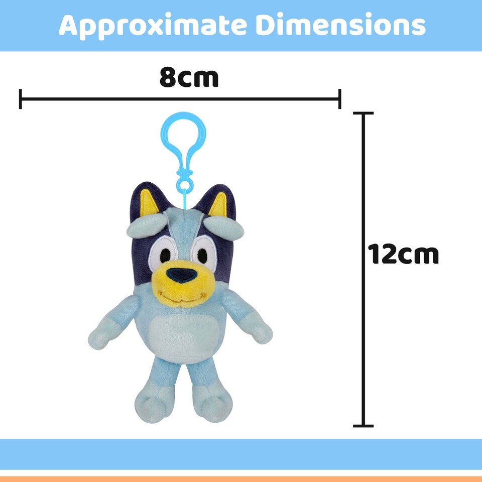 image 1 of vfm-estore Bluey Plush Bag Clip - 12cm x 8cm, Blue