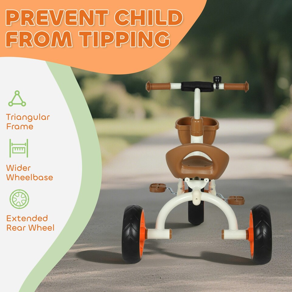 image 1 of Toddler Tricycle with Front Basket for Ages 2-5 Years Boys and Girls, Orange