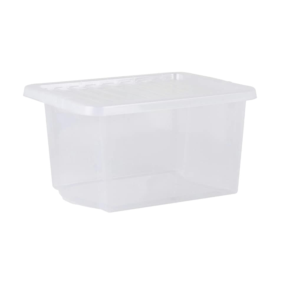 image 1 of Wham Crystal 5 x 28L Stackable Plastic Storage Boxes with Lids Black