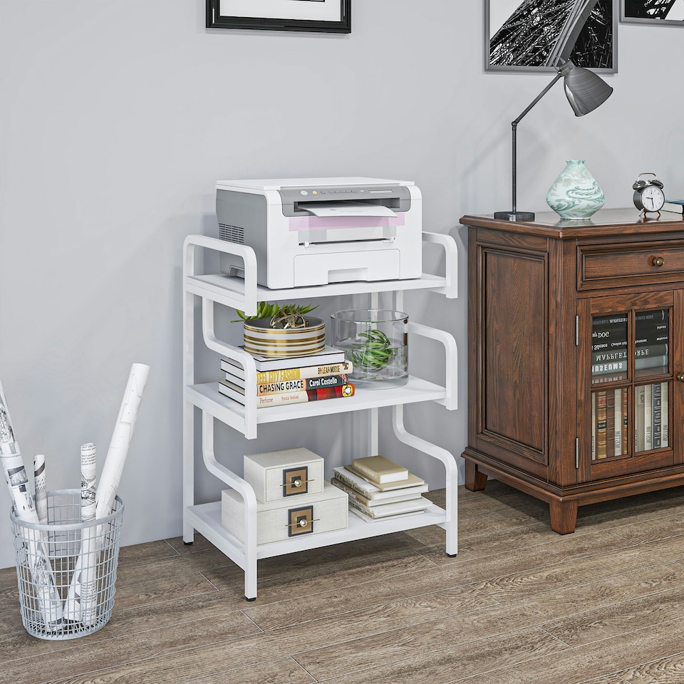 image 1 of HOMCOM 3-Tier Storage Shelf, Metal Shelves for Storage for Home Office, White