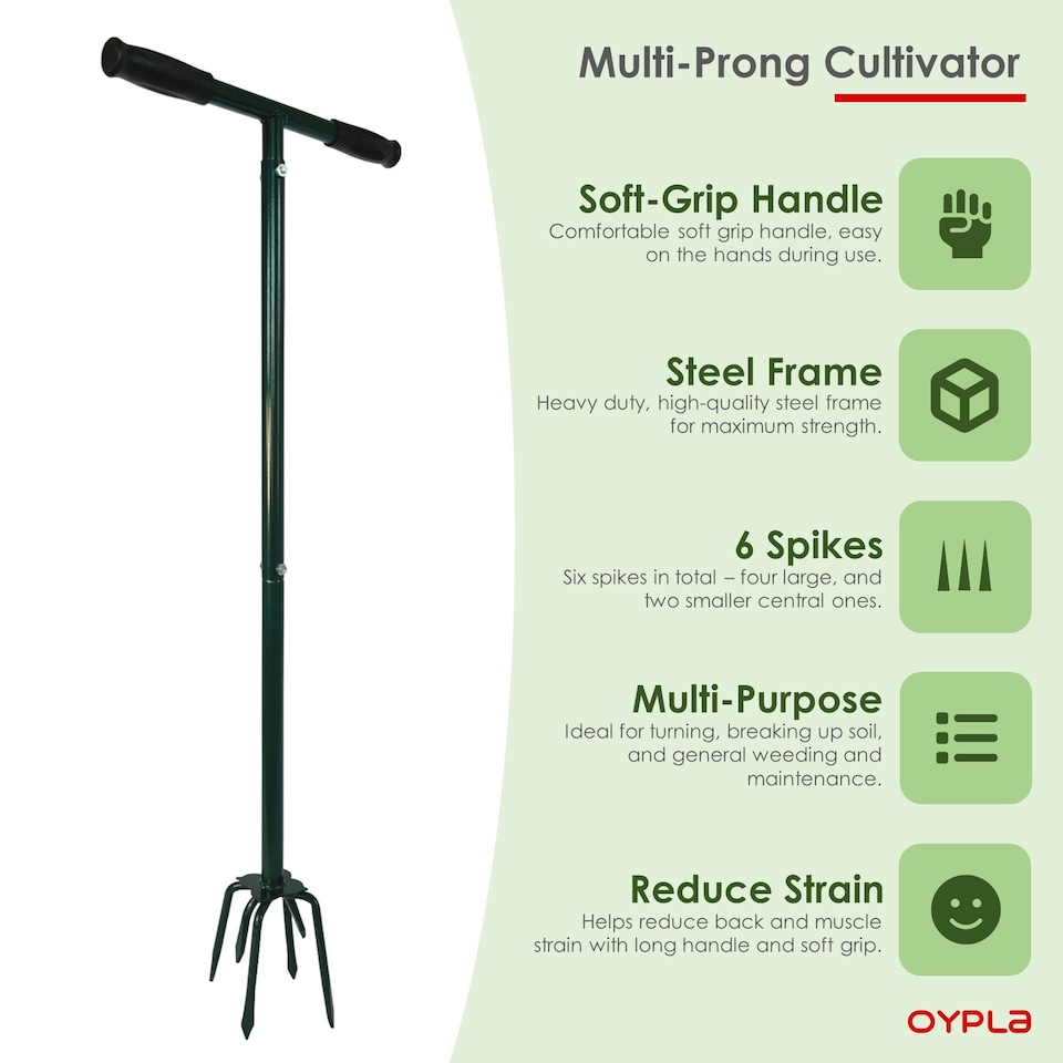 image 1 of Multi Prong Long Handle Hand Tiller Cultivator Garden Weeder