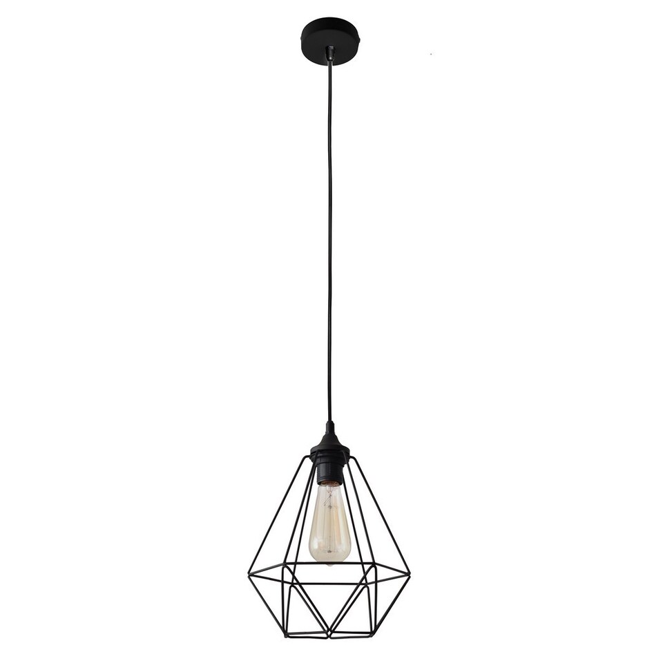 Karo Wire Frame Pendant Ceiling Light Black 24cm