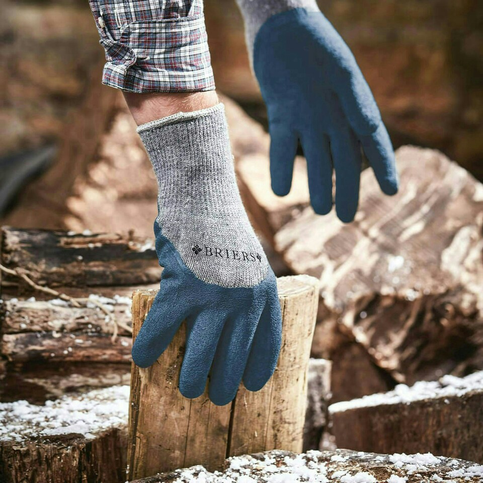 image 1 of Primrose 2 Pairs Thermal Extra Grip Gardening Gloves Latex All Purpose Oxford Blue Large