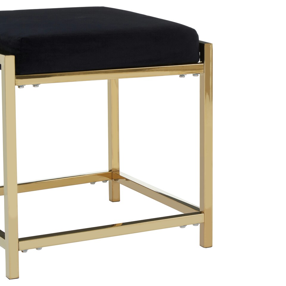 image 1 of Allure Black Velvet And Gold Finish Stool Black