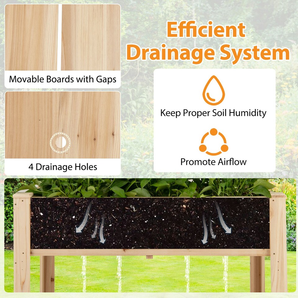 image 1 of COSTWAY Wooden Planter Box Raised Garden Bed Natural N/A