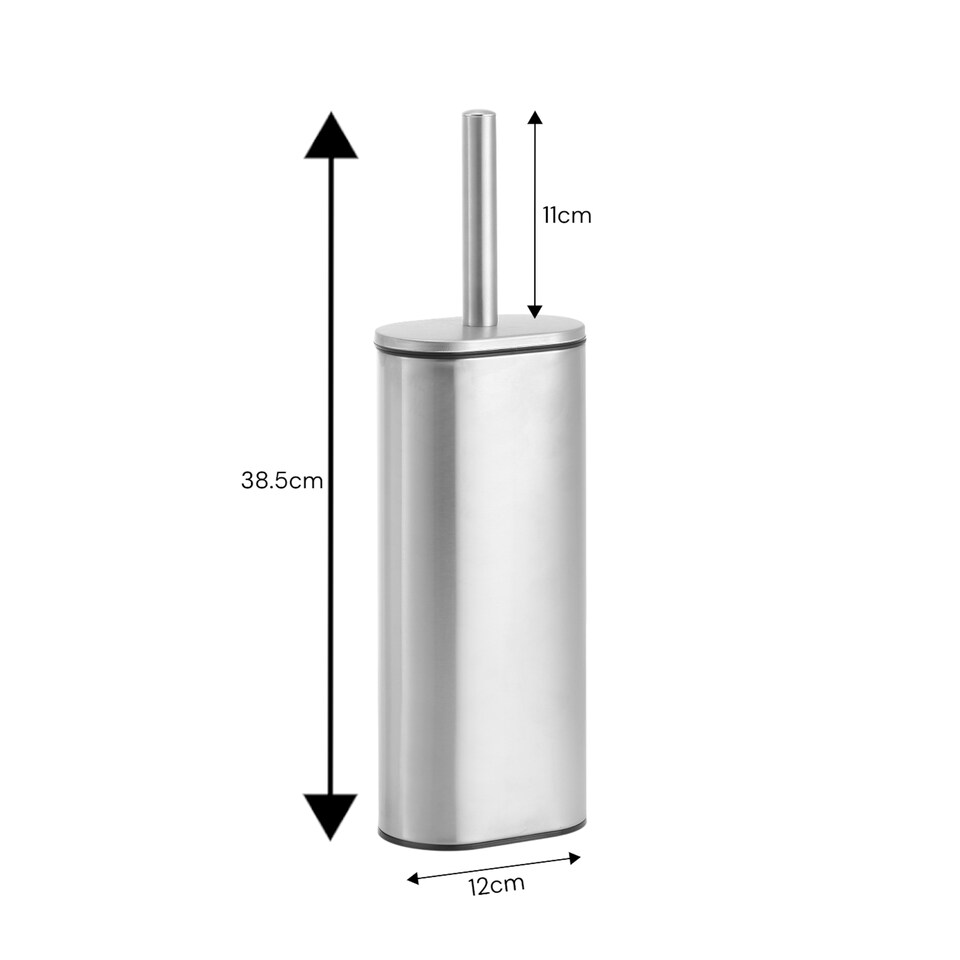 image 1 of Showerdrape Fortuna Stainless Steel Toilet Brush and Holder Satin Silver Chrome | Multi | 1