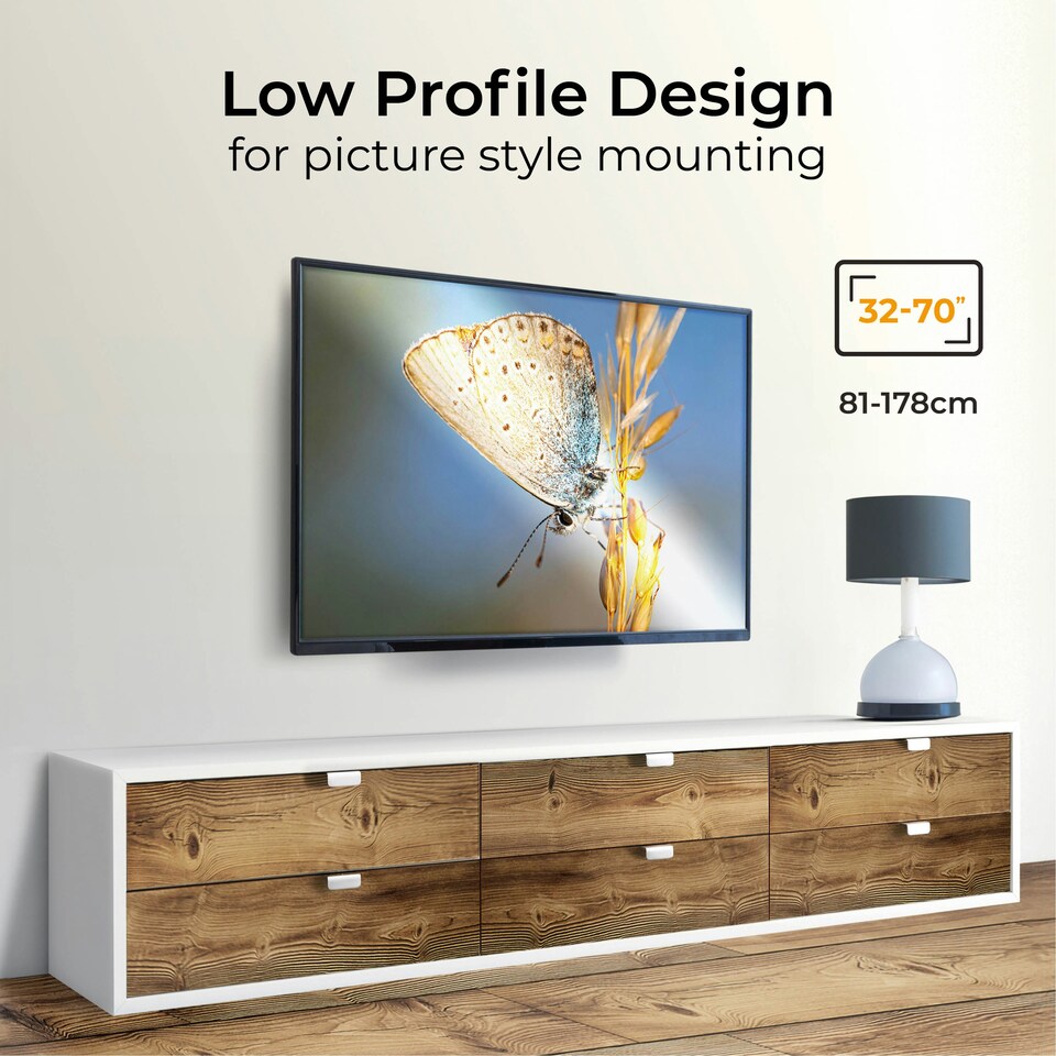 image 1 of Ross Flat to Wall TV Wall Mount 32-70” 200x200mm to 400x400mm 60kg Hold