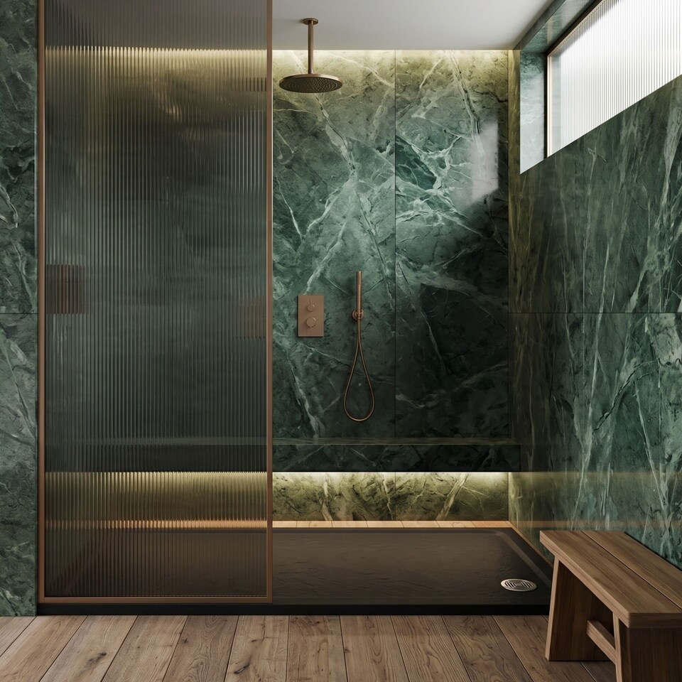 image 1 of Balterley Rectangular Slate Effect Shower Tray - Balterley | Black | Black