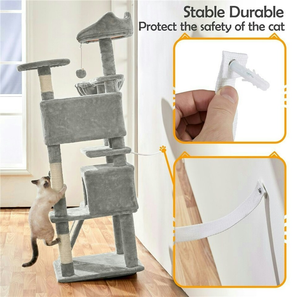 image 1 of Yaheetech 146 cm Multilevel Indoor Cat Tree Tower for Kittens Light Grey