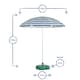 image 4 of Harbour Housewares Metal Beach Parasol & Base Set - 1.74 x 1.93m - Blue Stripe/White