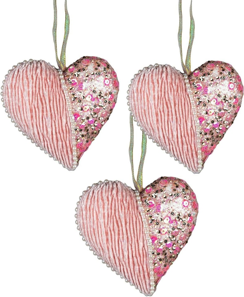 image 1 of 12cm Heart Baby Pink - 3Pcs Christmas Hanging Decorations