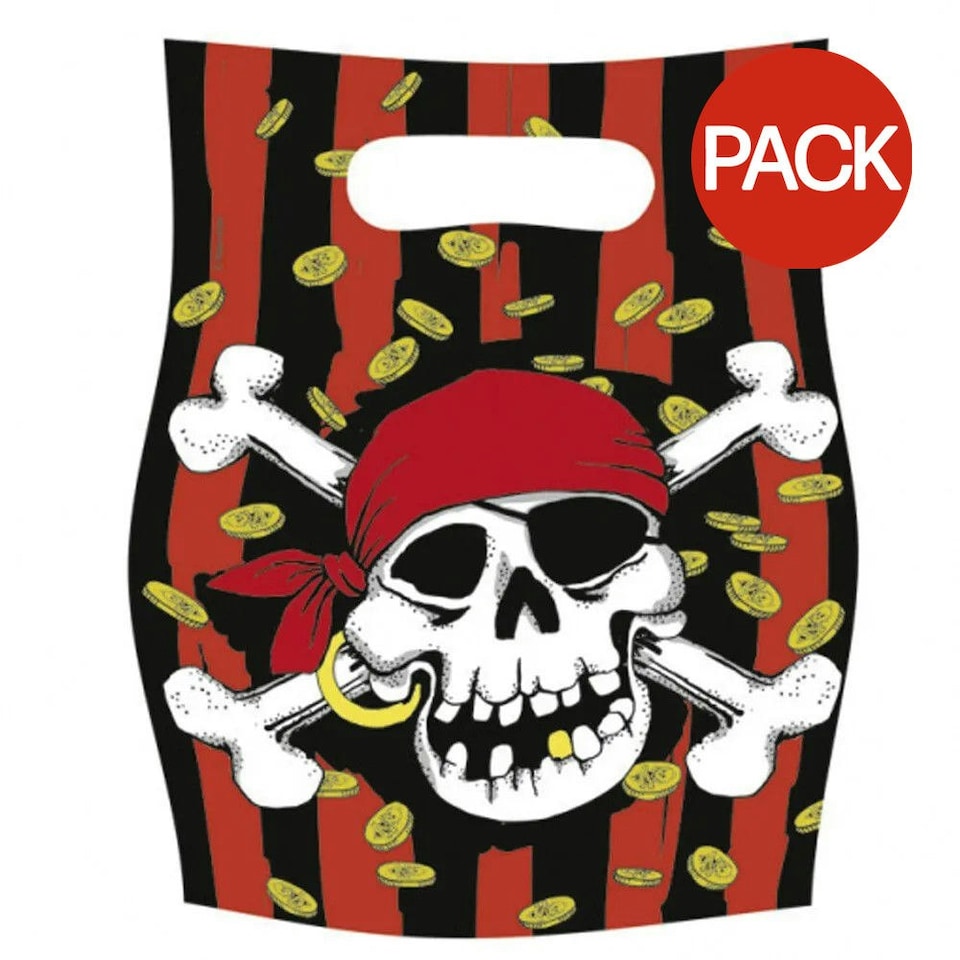 Amscan Pirate Lolly Jolly Roger Party Bags (Pack of 6) - Multicoloured - One Size