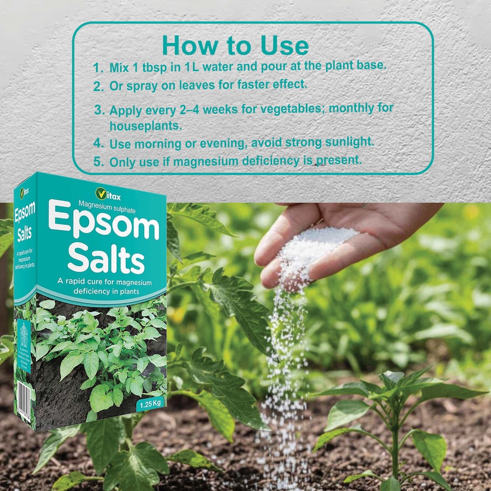 image 1 of Vitax Epsom Salts 1.25kg Fast Acting Magnesium Feed for Gardens & Houseplants