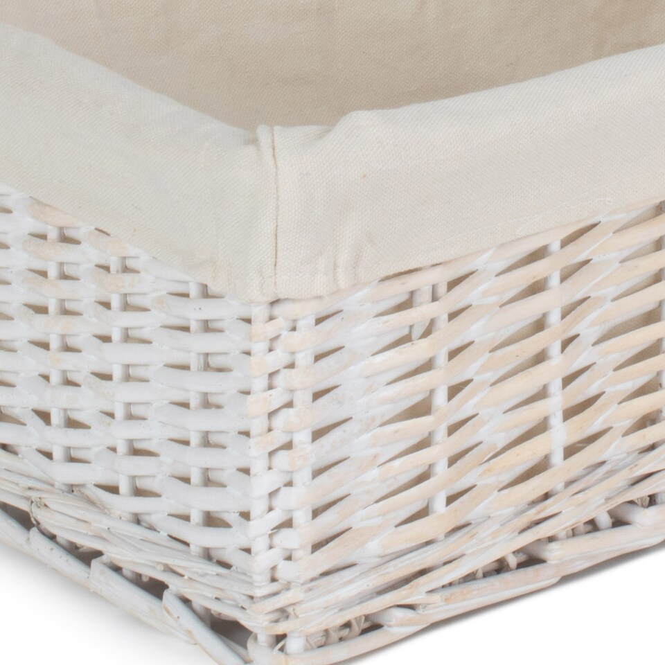 image 1 of Set of 3 White Wash Storage Basket with Lining | White | White | Not provided