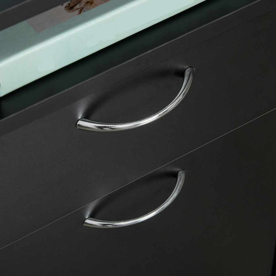 image 1 of HOMCOM  Filing Cabinet with Drawers and Open Shelf, 60cm, Black