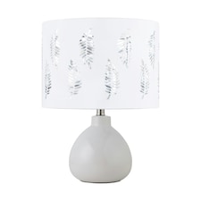 Tuscan - White Ceramic Lamp with White Fern Shade White | White
