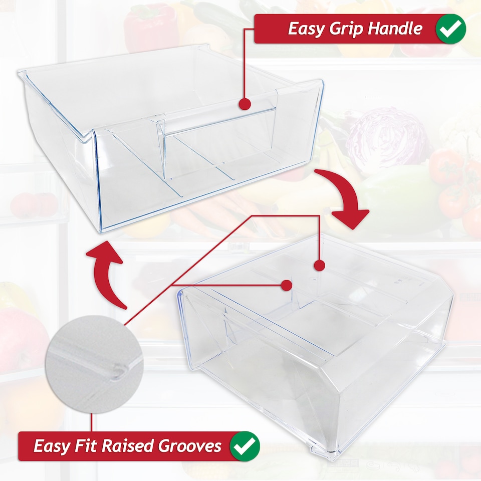 image 1 of SPARES2GO Top Middle Drawer for Smeg C3170 C4172 Fridge Freezer Container Box