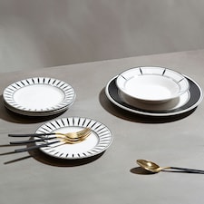 Interiors By Premier 12-Piece Solar Dinner Set,Glazed Porcelain Dinnerware Set Including Plates & Bowls,Ideal For Everyday Use