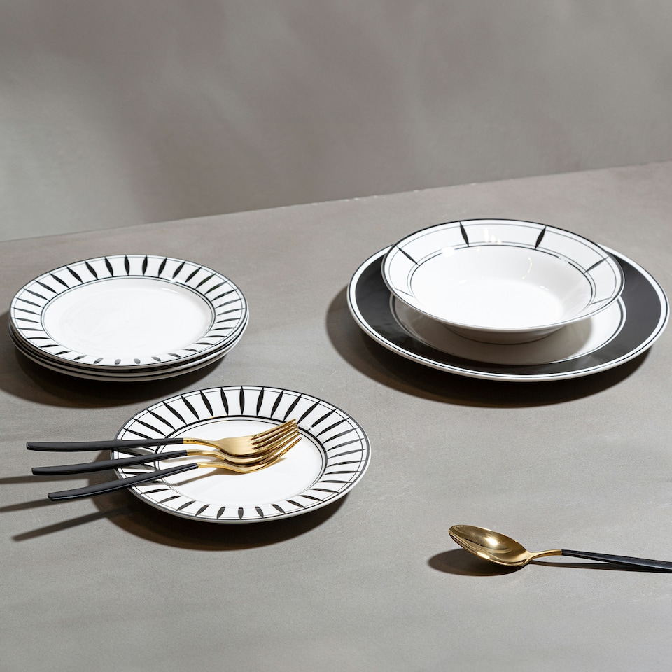 image 1 of Interiors By Premier 12-Piece Solar Dinner Set,Glazed Porcelain Dinnerware Set Including Plates & Bowls,Ideal For Everyday Use