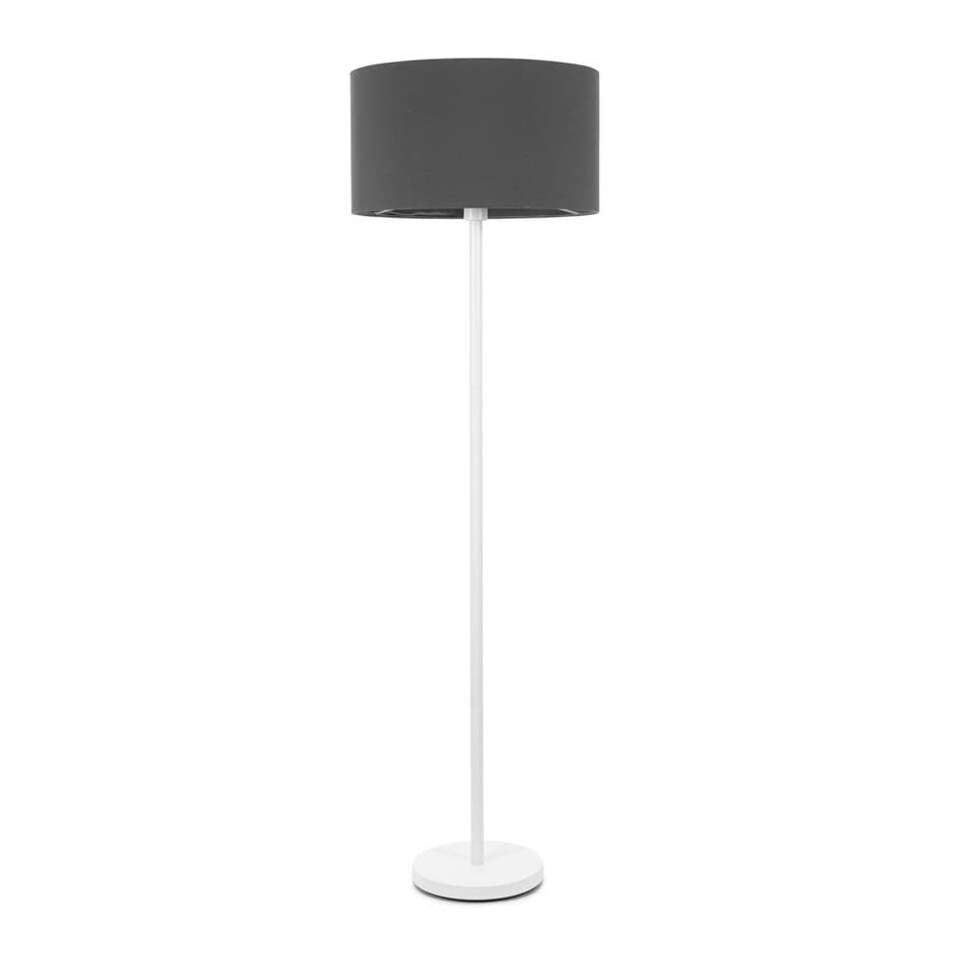image 1 of ValueLights Charlie White Floor Lamp Charcoal Shade | White