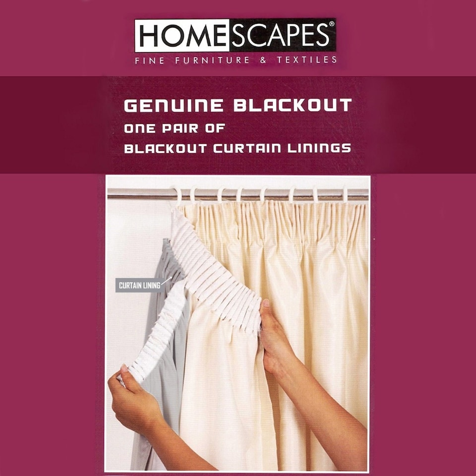 image 1 of Homescapes Blackout Curtain Lining Pair 3-Pass Coating - 64 x 52 Inches | Grey | Grey