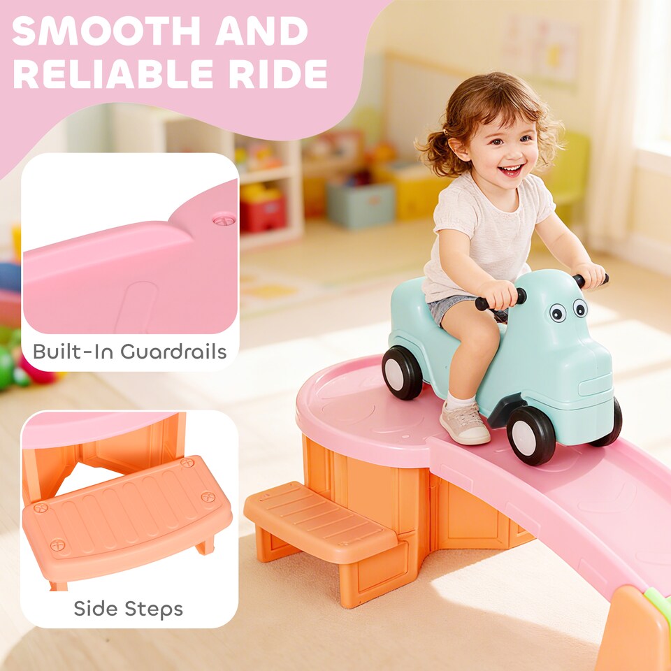 image 1 of AIYAPLAY 3(m) Up and Down Rollercoaster for Kids, 4 Pieces Toddler Roller Coaster Ride-on with Non-Slip Steps, Ride On Push Car with Handles, Indoor Outdoor Play, for Ages 2-5 Years, Orange | Orange