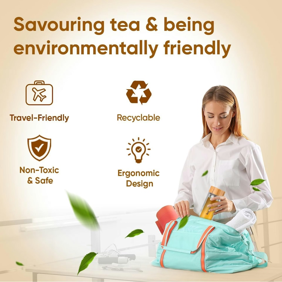 image 1 of Tea Infuser Bottle with Strainer - Bamboo Lid, Neoprene Sleeve - BPA-Free, Leakproof - Tea Lover Gift N/A | One Size