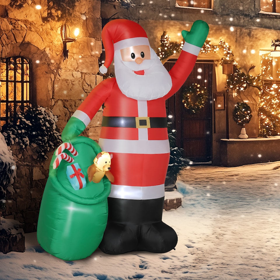 image 1 of Outsunny 9ft Giant Christmas Blow Up Decoration with Built-in LED Lights | Red