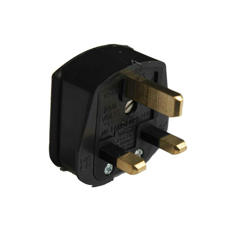 Dencon 3 Pin Rubber Plug 13a - Multi Colour - Black
