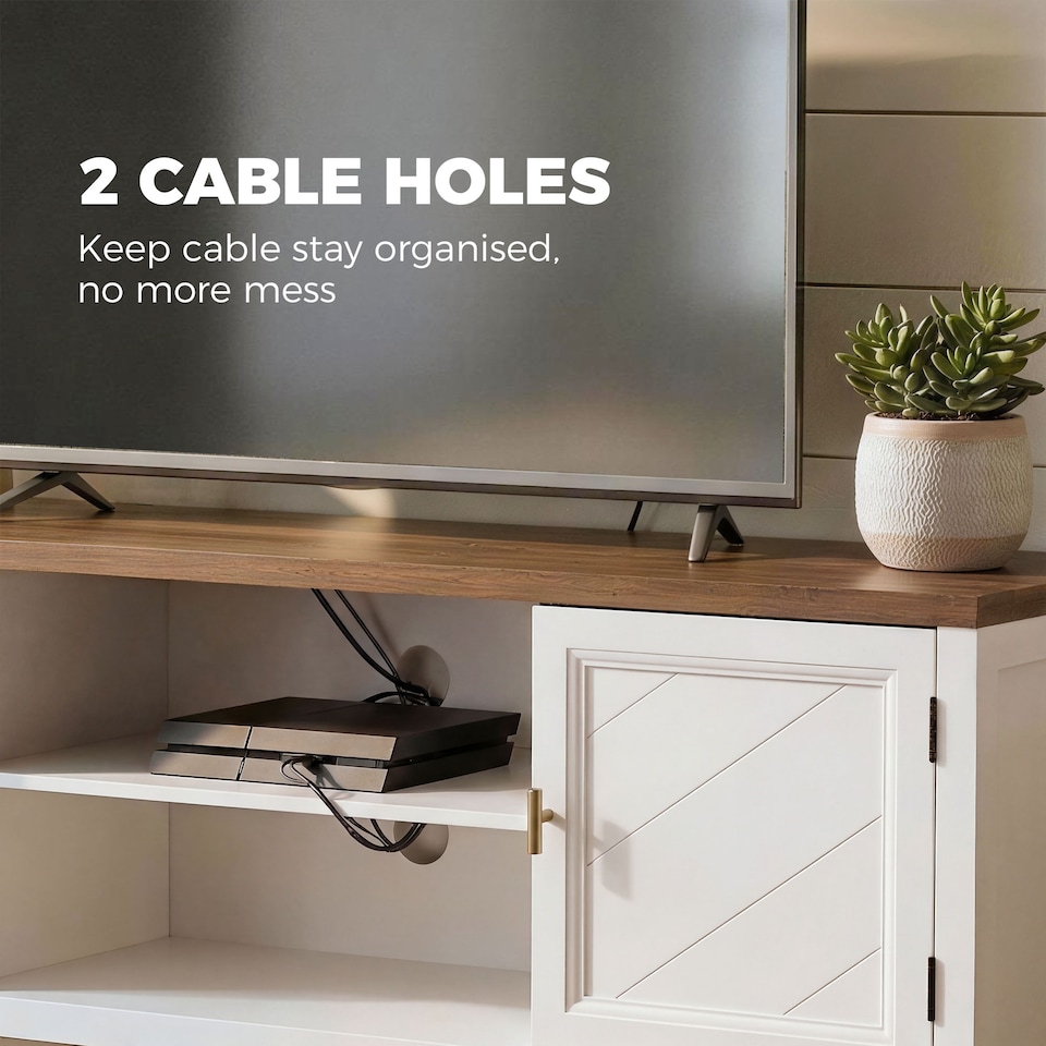 image 1 of HOMCOM Farmhouse TV Unit for TVs up to 42 Inch, Entertainment Centre, White