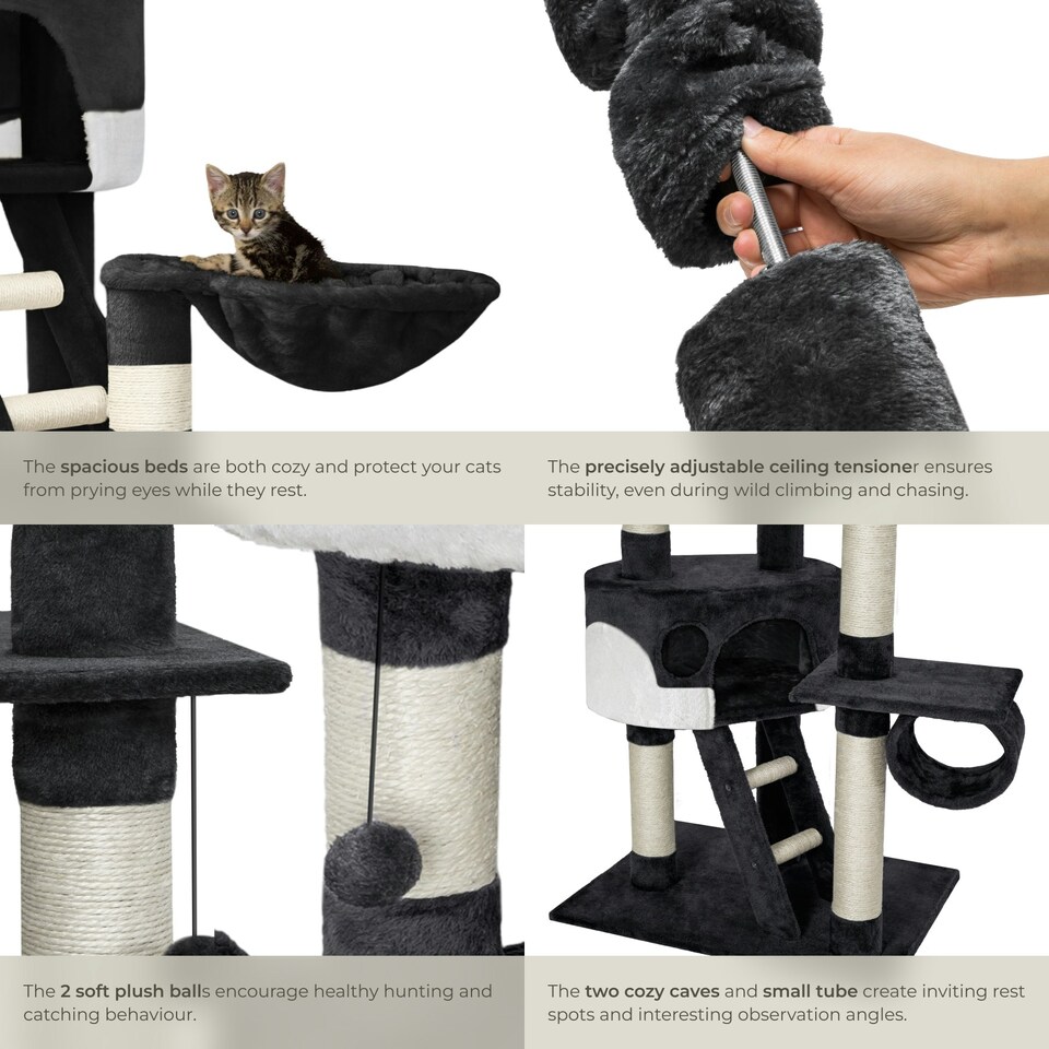 image 1 of Cat Tree Hansi - 243 to 260 cm, sisal cat scratching posts - Black/White