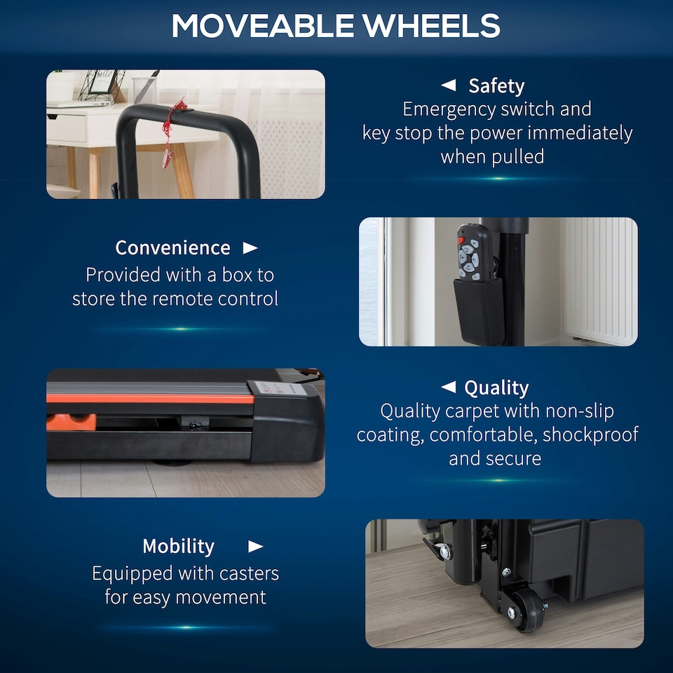 image 1 of HOMCOM 1-6 km/h Folding Motorised Treadmill Walking w/ Remote Control Black