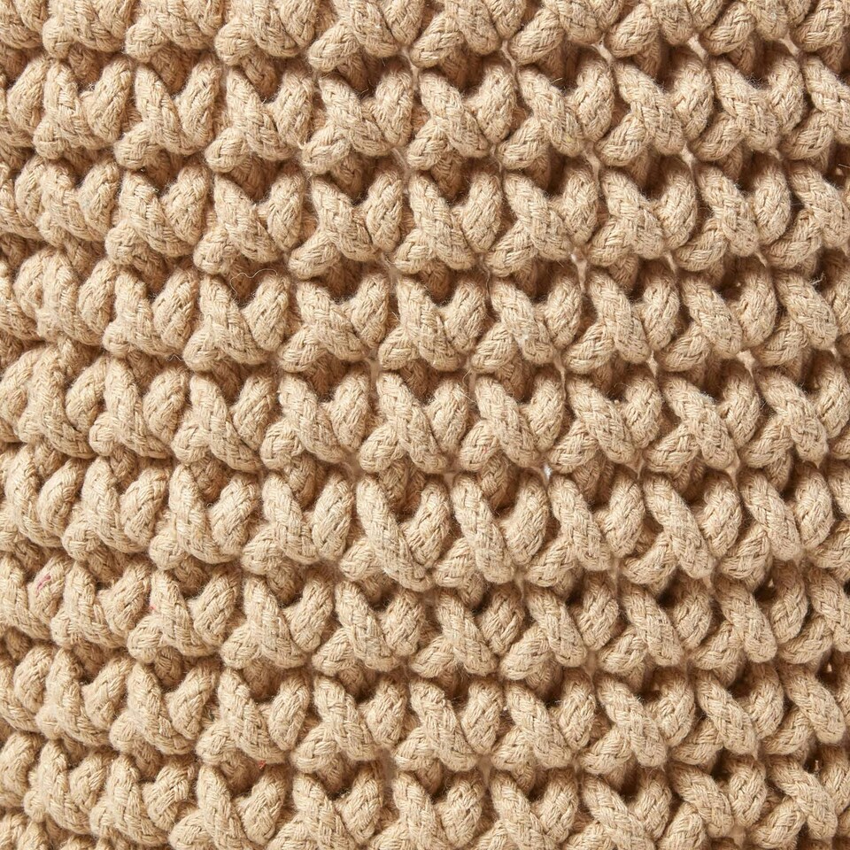 image 1 of Homescapes Linen Cotton Knitted Round Storage Basket - 37 x 21 cm Cream | M