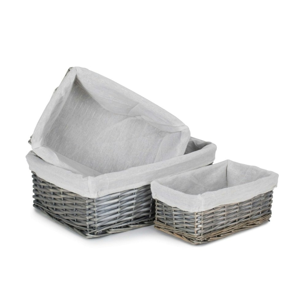 image 1 of Large Antique Wash Storage Basket with White Lining | White | White