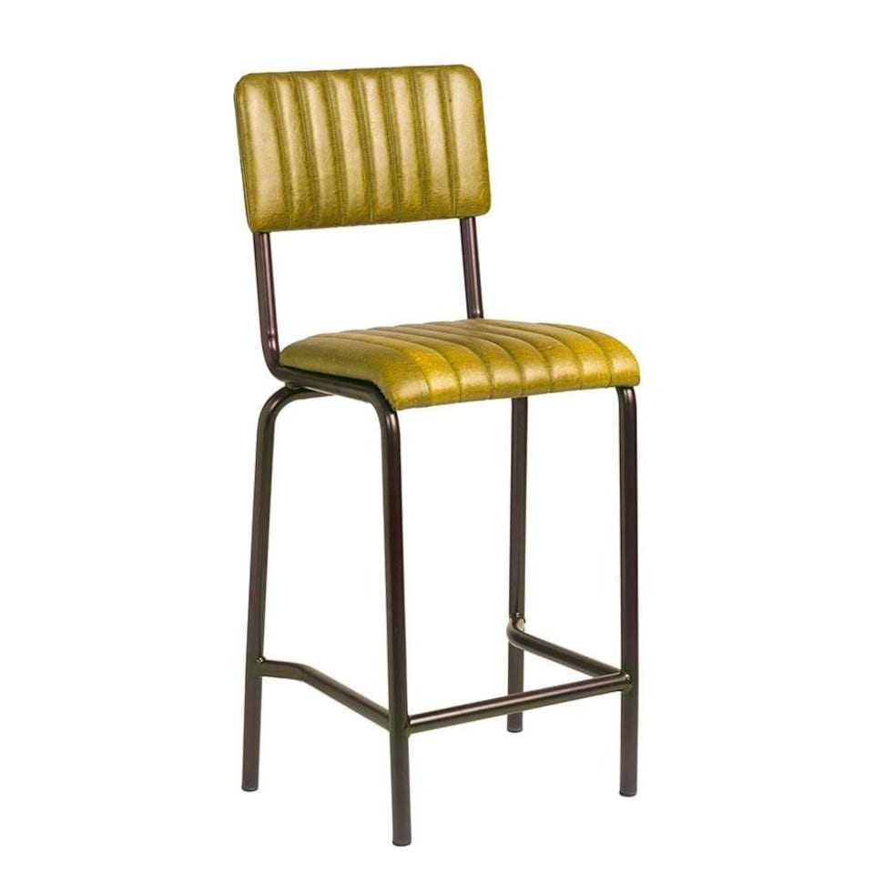 Creme Mid Bar Stool - Ribbed - Lascari Gold Gold