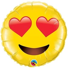 Emoji Heart Eyes Round Helium Foil Giant Qualatex Balloon 71cm / 28 in