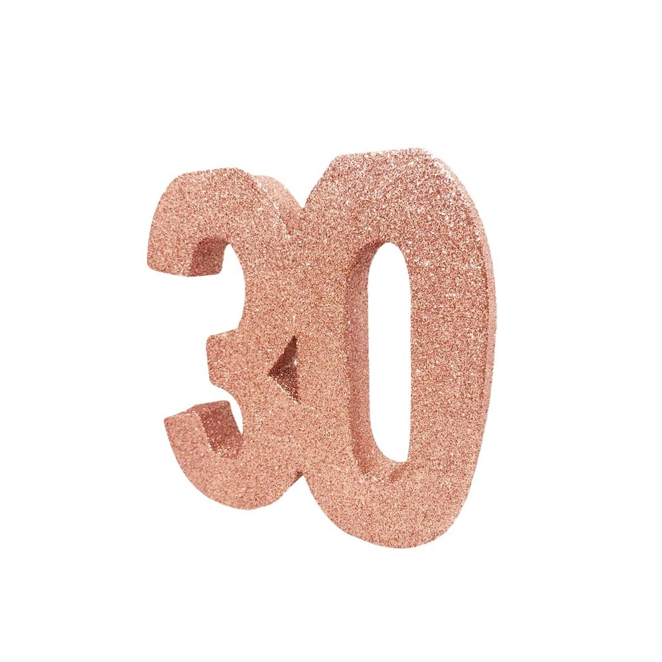 Creative Party Number 30 Glitter Table Decoration - Rose Gold - One Size