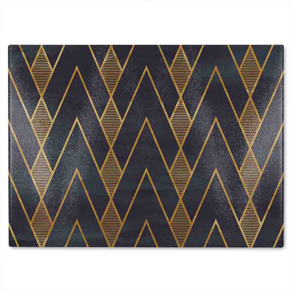 image 1 of Gold Geometreic Lines Glass Chopping Board | Multi