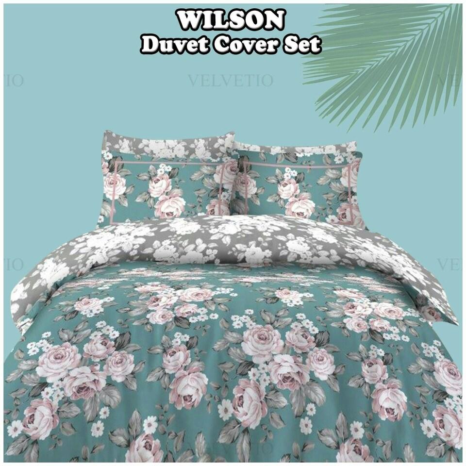 image 1 of VELVETIO Wilson Complete Duvet Cover Set with Fitted Sheet Breathable Bedding Quilt