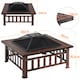 image 4 of Yaheetech 86 cm Outdoor Square Fire Pit with Cover and Poker-Copper