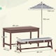 image 7 of AIYAPLAY Kids Picnic Table, Wooden Kids Garden Furniture with Umbrella | Blue | Navy blue, dark brown | Table: 89 x 44 x 50 cm, Bench: 89 x 28 x 27.5 cm, Umbrella: Dia. 120 x 153 cm