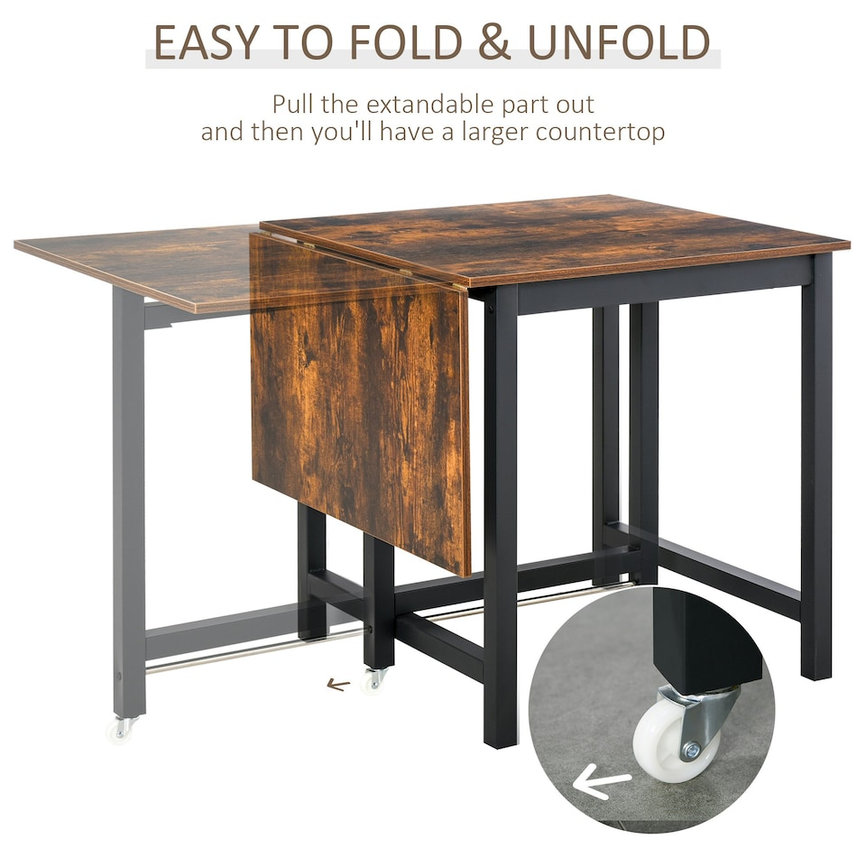 image 1 of HOMCOM Drop Leaf Kitchen Foldable Table Folding Table Foldable for Dining Room