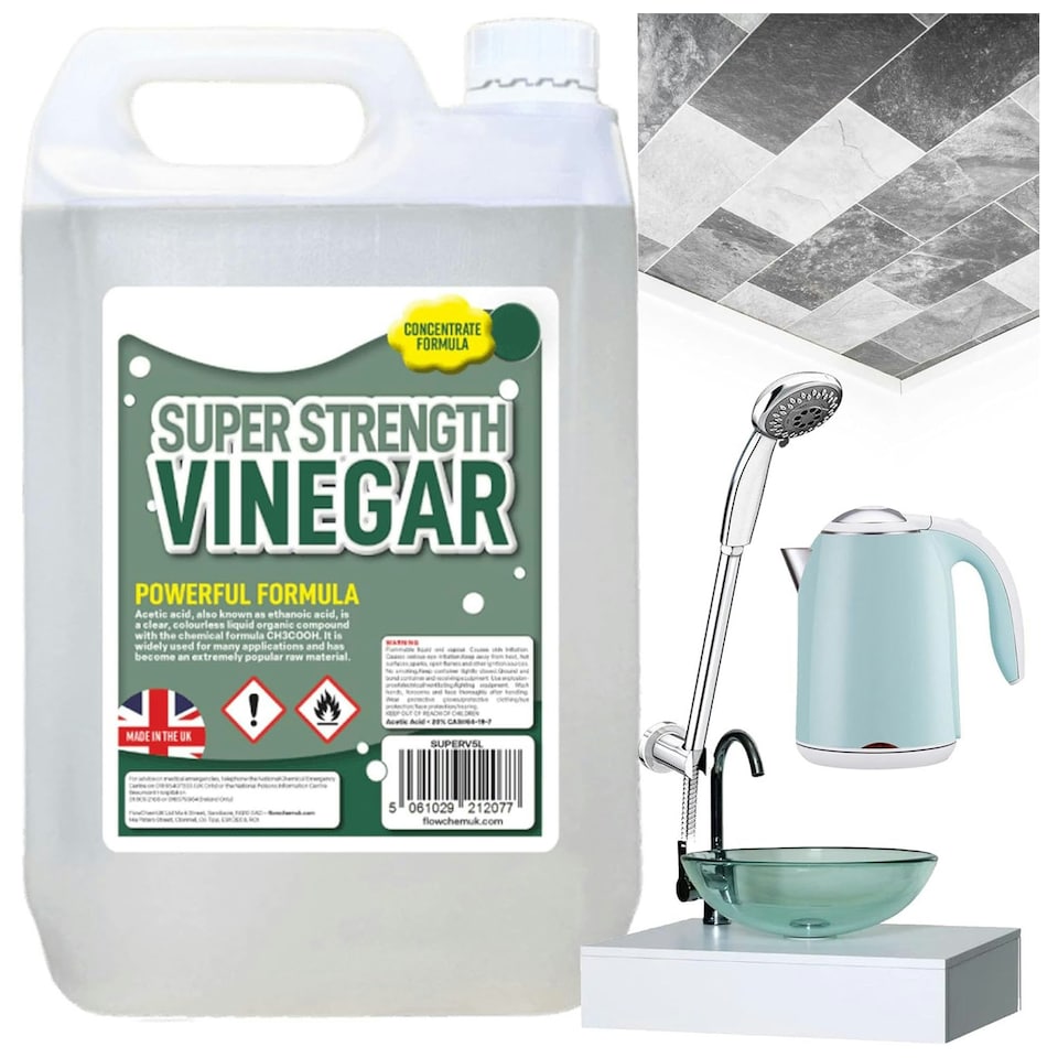 image 1 of 4 x 5L Super Strength Vinegar 20% Strong Cleaning Vinegar For Sanitising, Cleaning & Descaling