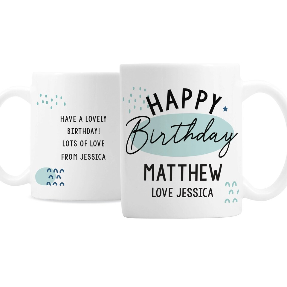 image 1 of Personalised Happy Birthday Mug White