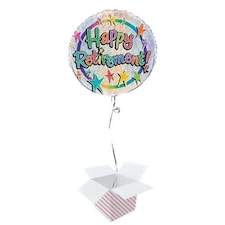 Happy Retirement Holographic Round Foil Helium Balloon - Inflated Balloon in a Box