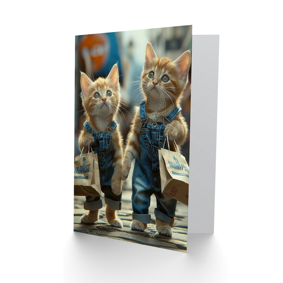 image 1 of Cat Lover Cute Kittens Dungarees Shopping Kids Child Kids Birthday Card